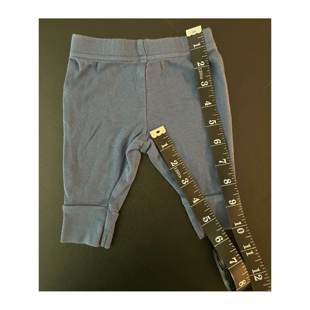 Carters Child of Mine Blue Baby Pants 0-3 Months Cotton Knit Leggings (1296)